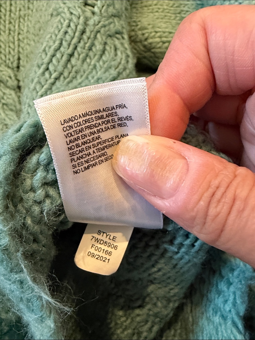 Lucky Brand Cable Knit V Neck Sweater Sage Green S Side Slit - Picture 8 of 8